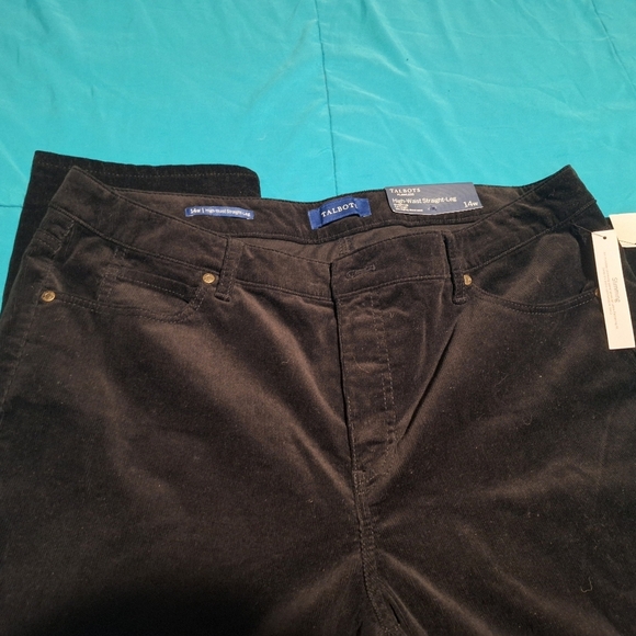 Nwt Talbots Black Corduroy Pants 14W High Waisted Straight Leg - Picture 6 of 6